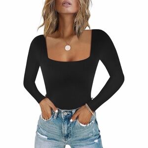Elegant Black Long Sleeve Bodysuit
